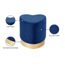  Color_Gold/ Navy -- Heart Navy Velvet Upholstered Stool IMAGE 4