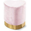  Color_Gold/ Pink -- Heart Pink Velvet Upholstered Stool IMAGE 1