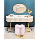  Color_Gold/ Pink -- Heart Pink Velvet Upholstered Stool IMAGE 2