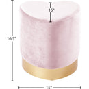  Color_Gold/ Pink -- Heart Pink Velvet Upholstered Stool IMAGE 3