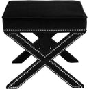  Color_Black -- Meridian Nixon Velvet Upholstered Stool IMAGE 3