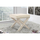  Color_Cream -- Nixon Cream Velvet Upholstered Stool IMAGE 2