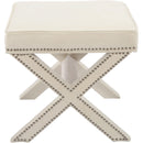  Color_Cream -- Nixon Cream Velvet Upholstered Stool IMAGE 3