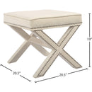  Color_Cream -- Nixon Cream Velvet Upholstered Stool IMAGE 4