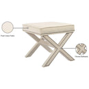Meridian Nixon Cream Velvet Ottoman/Bench IMAGE 5