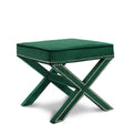  Color_Green -- Nixon Green Velvet Upholstered Stool IMAGE 1
