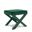  Color_Green -- Nixon Green Velvet Upholstered Stool IMAGE 1