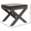 Meridian Nixon Grey Velvet Ottoman/Bench IMAGE 4