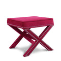  Color_Pink -- Nixon Pink Velvet Upholstered Stool IMAGE 1