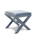 Color_Sky Blue -- Nixon Sky Blue Velvet Upholstered Stool IMAGE 1