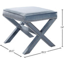 Meridian Nixon Sky Blue Velvet Ottoman/Bench IMAGE 3