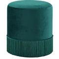  Color_Green -- Meridian Teddy Velvet Upholstered Stool IMAGE 1