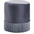  Color_Grey -- Teddy Grey Velvet Upholstered Stool IMAGE 1