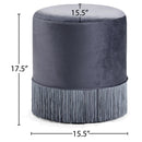  Color_Grey -- Teddy Grey Velvet Upholstered Stool IMAGE 3