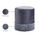  Color_Grey -- Teddy Grey Velvet Upholstered Stool IMAGE 4