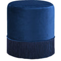  Color_Navy -- Teddy Navy Velvet Upholstered Stool IMAGE 1