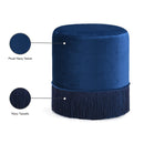  Color_Navy -- Teddy Navy Velvet Upholstered Stool IMAGE 4