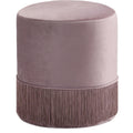  Color_Pink -- Teddy Pink Velvet Upholstered Stool IMAGE 1