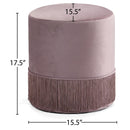  Color_Pink -- Teddy Pink Velvet Upholstered Stool IMAGE 3