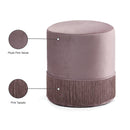  Color_Pink -- Teddy Pink Velvet Upholstered Stool IMAGE 4