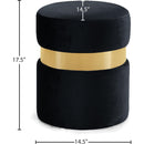  Color_Black/ Gold -- Meridian Hailey Velvet Upholstered Stool IMAGE 3