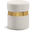  Color_Cream/ Gold -- Hailey Cream Velvet Upholstered Stool IMAGE 1