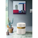  Color_Cream/ Gold -- Hailey Cream Velvet Upholstered Stool IMAGE 2