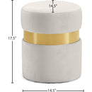  Color_Cream/ Gold -- Hailey Cream Velvet Upholstered Stool IMAGE 3