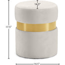 Meridian Hailey Cream Velvet Ottoman/Stool IMAGE 3
