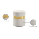  Color_Cream/ Gold -- Hailey Cream Velvet Upholstered Stool IMAGE 4