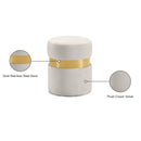 Meridian Hailey Cream Velvet Ottoman/Stool IMAGE 4