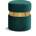  Color_Gold/ Green -- Hailey Green Velvet Upholstered Stool IMAGE 1