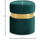  Color_Gold/ Green -- Hailey Green Velvet Upholstered Stool IMAGE 3
