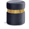  Color_Gold/ Grey -- Hailey Grey Velvet Upholstered Stool IMAGE 1