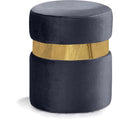  Color_Gold/ Grey -- Hailey Grey Velvet Upholstered Stool IMAGE 1