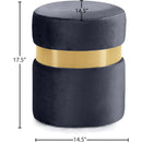  Color_Gold/ Grey -- Hailey Grey Velvet Upholstered Stool IMAGE 3