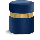  Color_Gold/ Navy -- Hailey Navy Velvet Upholstered Stool IMAGE 1