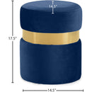  Color_Gold/ Navy -- Hailey Navy Velvet Upholstered Stool IMAGE 3