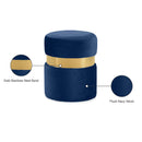  Color_Gold/ Navy -- Hailey Navy Velvet Upholstered Stool IMAGE 4