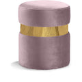  Color_Gold/ Pink -- Hailey Pink Velvet Upholstered Stool IMAGE 1