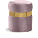  Color_Gold/ Pink -- Hailey Pink Velvet Upholstered Stool IMAGE 1