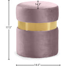  Color_Gold/ Pink -- Hailey Pink Velvet Upholstered Stool IMAGE 3