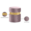  Color_Gold/ Pink -- Hailey Pink Velvet Upholstered Stool IMAGE 4