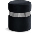  Color_Black/ Chrome -- Meridian Hailey Velvet Upholstered Stool IMAGE 1