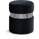  Color_Black/ Chrome -- Meridian Hailey Velvet Upholstered Stool IMAGE 1