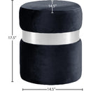  Color_Black/ Chrome -- Meridian Hailey Velvet Upholstered Stool IMAGE 3