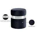  Color_Black/ Chrome -- Meridian Hailey Velvet Upholstered Stool IMAGE 4
