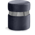  Color_Chrome/ Grey -- Hailey Grey Velvet Upholstered Stool IMAGE 1