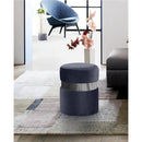  Color_Chrome/ Grey -- Hailey Grey Velvet Upholstered Stool IMAGE 2