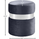 Meridian Hailey Grey Velvet Ottoman/Stool IMAGE 3
